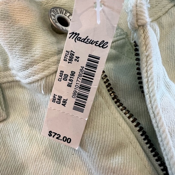 Madewell women’s shorts size 24 tie dye denim light green white raw edge cuff - Picture 14 of 14